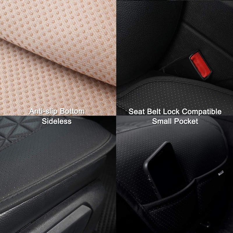 Black Panther 1 Pair Luxury PU Car Seat Covers Protectors for Front Seats, with Partial Backrest Coverage (Middle Part Only), Triangle Pattern, Compatible with 95% Cars - Black - Image 5